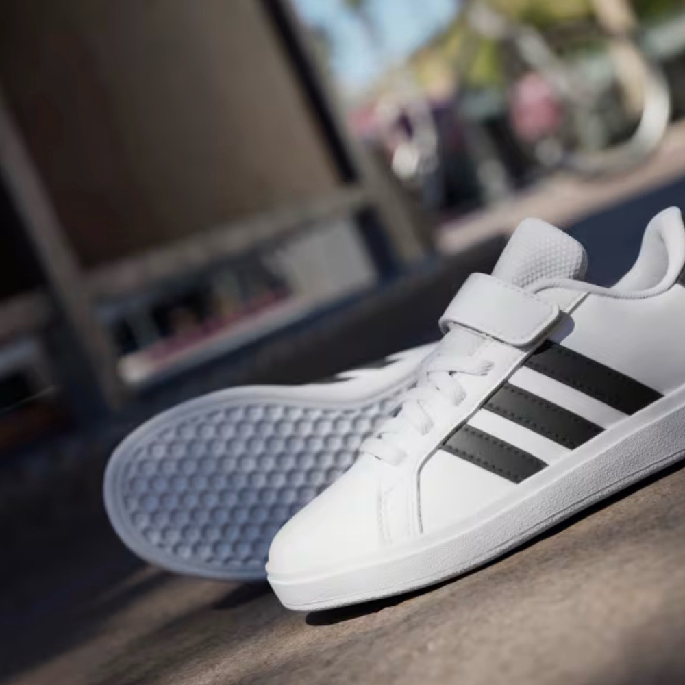 Adidas Kids White and Black Striped Sneakers